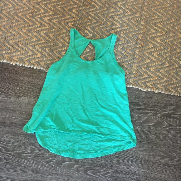 Anthropologie Left of Center | Green Tank Top with Open Back (S) - Picture 1 of 4